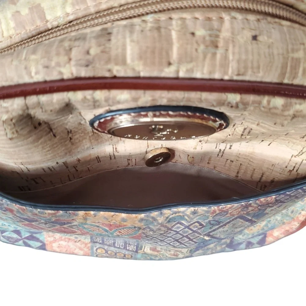 We Are Portugal Natural Cork Patchwork Crossbody Purse Brown‎ Strap